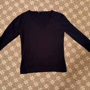 Elie Tahari Petite Black V-Neck